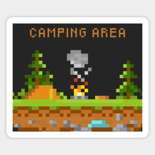 Pixel camping area with campfire Magnet